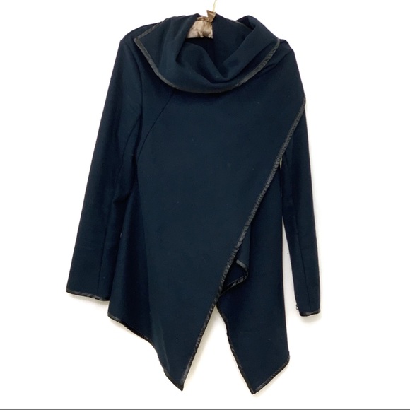 Cape Style Asymmetric Wool Blend Jacket - Picture 3 of 7